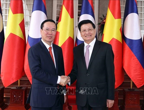 Lễ đón chính thức Chủ tịch nước Võ Văn Thưởng thăm hữu nghị Lào